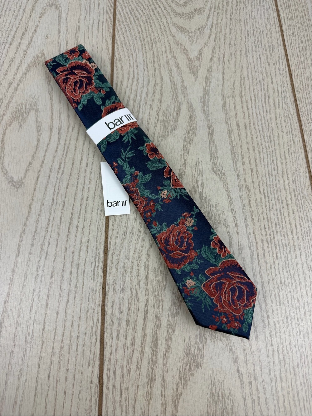 760 Bar III Men's Tie Delmar Floral 820 Melon Blue $55 Polyester Skinny Slim